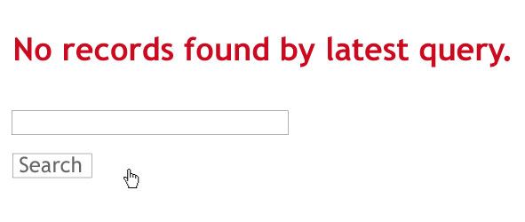Text readnig: No records found by latest query.