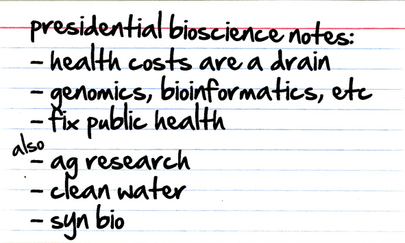 Presidential bioscience notecard